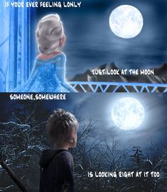 Jack Frost And Elsa, Jack And Elsa, Disney Theory, Funny Disney Memes, Funny Disney Jokes, Look At The Moon, Rise Of The Guardians