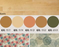 four different types of wood flooring with text overlays that says kal 1011, kal 1014, kal 1034, kal 2054, kal koloc