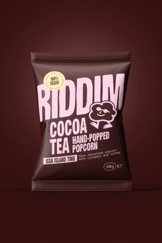 a bag of riddom cocoa tea on a red background