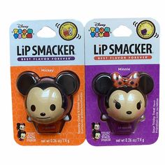 Lip Smacker Disney Tsum Tsum Mickey And Minnie Halloween Lip Balms Mickey: Spooky Ooky S’more Minnie: Sour Tricky Treat Stack Them And Add Them To Your Halloween Decor! Shop Our Halloween Section, Our Mickey And Minnie Listings, And Other Favorite Characters!! Mickey And Minnie Halloween, Lollipop Lips, Tsum Tsum Mickey, Matte Lip Stain, Lip Injection Extreme, Makeup Pallets, Color Lip Balm