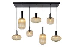 five lights hanging from a ceiling fixture