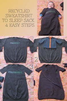 the instructions for how to sew a baby's sleep suit and sleeping bag