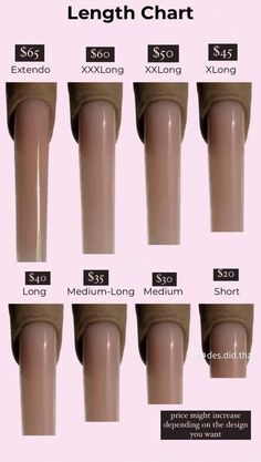 Nail Sizes Shape Chart Long, Square Nail Sizes, Acrylic Nail Chart Length, Nails Acrylic Length Chart, Square Nails Length Chart, Acrylic Nails Length Chart Square, Acrylic Nail Sizes Chart Length, Length Nails Chart, Different Types Of French Tip Nails Chart