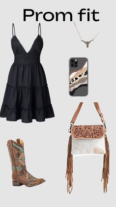 Cute Cowgirl Dress Outfits, Western Sundress Outfit, Western Formal Dress, Cute Western Dresses, Country Prom Dresses Black, Westwrn Dresses, Punchy Hoco Dress, Country Hoco Dresses, Western Hoco