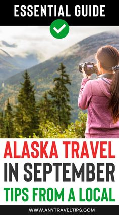 the alaska travel guide with text overlaying it