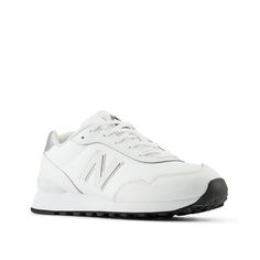 New Balance-WL515 Sneaker - Women's Enjoy the support of the lightweight design and cushioning offered by the New Balance Wl515 sneaker. The lace-up sneaker, highlighted with an appealing N logo, has an NB Comfort Insert that provides extra cushioning. Lightweight EVA foam cushioning in the midsole and heel increases comfort. Women White Sneakers Outfit, New Balance Sneakers With Perforations For Jogging, White New Balance Sneakers With Perforations, White Lace-up Walking Shoes With Perforated Toe Box, New Balance Lace-up Sneakers With White Sole, New Balance Lace-up Running Shoes With Perforated Toe Box, New Balance Running Shoes With Perforated Toe Box, White New Balance Running Shoes With Perforations, White New Balance Sneakers For Jogging