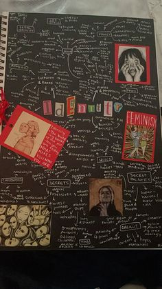 a blackboard with writing and pictures on it