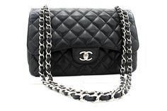 Chanel Classic Flap Black Leather Shoulder Bag (Pre-Owned) Black Leather Shoulder Bag, Chanel Model, Chain Shoulder Bag, Classic Flap, Silver Hardware, Chanel Classic Flap, Chanel Classic, Leather Shoulder Bag, Designer Shoes