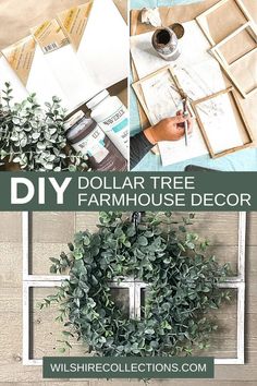 diy dollar tree farmhouse decor with instructions to make it look like an old window