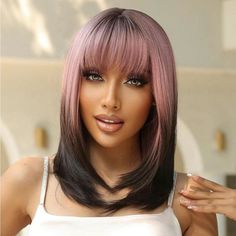 Creative Hair Color Short, Bangs Color, Hair Dues, Wig Care, Creative Hair Color, Layered Haircuts For Medium Hair, Hot Hair Colors, Creative Hair