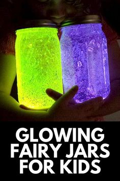 two mason jars with glow in the dark text overlay reads fairy jar tutorial for kids