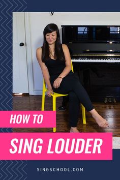 a woman sitting on a chair in front of a piano with the words song writing tips 5