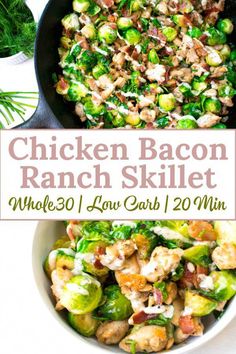 chicken bacon ranch skillet with broccoli and cauliflower