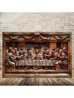 the last supper carved into wood