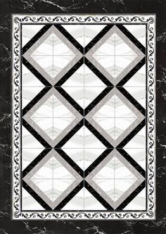 a black and white tile with an ornate design