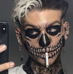 Hallowen Schminke, Mens Halloween Makeup, Skeleton Makeup