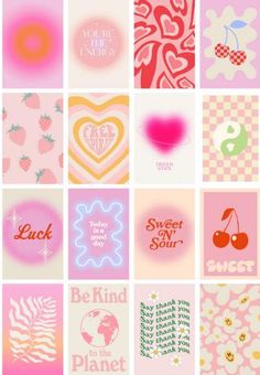 many different types of greeting cards on a white background