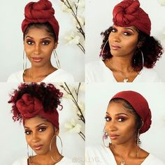 40 Attractive Ways to Tie Head Wraps on Curly Natural Hair - Coils and Glory Natural Hair Turban Style, Turban Hairstyle Curly Hair, Turban Style Black Women, Book Closet, Turban Styles, Cabello Afro Natural