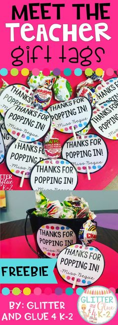 the teacher appreciation table is full of thank signs