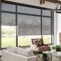 Premium Light Filtering Solar Shades | Blindster.com Solar Shades Living Room, Modern Window Shades, Roller Shades Living Room, Solar Blinds, Large Window Treatments, Solar Roller Shade, Window Shades Blackout, Curtains For Home, Cortinas Roller