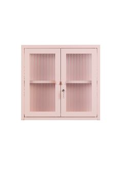 a pink wall mounted cabinet with two doors