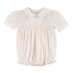 Do you need something for your baby girl to wear to a wedding coming up? This vintage-inspired romper is just the thing! Available in classic white and ivory colors, and FULL of timeless, elegant details: lace, pintucks, smocking, and hand-stitched embroidery. Coordinates with the Flower Girl Dress (Dress available up to size 8!) Wedding Romper, Baby Boy Gowns, Special Occasion Gowns, Girls Holiday Dresses, Girls Smock, Lace Booties, Standard Dress, Gowns For Girls