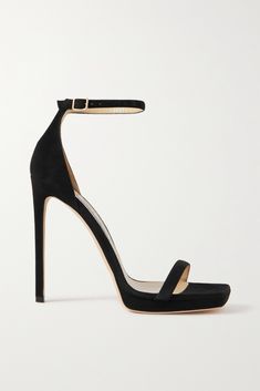 The refined silhouette of Jimmy Choo's 'Alva' sandals exudes effortless elegance. Crafted in Italy, they're made from smooth black suede and set on sharp, 120mm stiletto heels. Black Heels Elegant, Victoria Adams, Peter Pan Wendy, Black Ish, Yara Shahidi, Shoes 2022, Jimmy Choo Sandals, Trendy Heels, Black Stiletto Heels