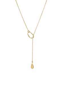 REFINED AND MINIMAL WHAT IT IS: A dewdrop inspired necklace on a delicate chain threaded through an abstracted loop WHY IT'S SPECIAL: This necklace is a minimal, simple, and refined take on the lariat necklace Sitting at 20", it's the perfect layering necklace GOOD TO KNOW: 14K gold vermeil WHY WE LOVE BING BANG NYC: Made in New York, Bing Bang NYC designs on-trend pieces with a little bit of edge. Their line is a minimalist’s dream with a big dose of whimsy thrown in. Adjustable Teardrop Pendant Drop Necklace, Modern Adjustable Drop Jewelry, Adjustable Lariat Drop Necklace In Minimalist Style, Minimalist Adjustable Lariat Drop Necklace, Adjustable Minimalist Lariat Drop Necklace, Modern Teardrop Pendant Necklace For Everyday, Modern Everyday Teardrop Pendant Necklace, Minimalist Everyday Dangle Drop Necklace, Modern Teardrop Pendant Necklace With Delicate Chain