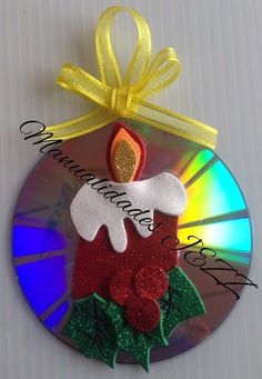 a christmas ornament with a candle on it