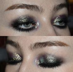 Grunge Sparkle Makeup, Indie Sleeze Eye Makeup, 80s Alternative Makeup, Makeup By Mario Master Metallics Looks, Silver Concert Makeup, 80s Smokey Eye, Smoky Silver Eye Makeup, Shimmery Eyeshadow Looks, Rave Makeup Ideas Glitter