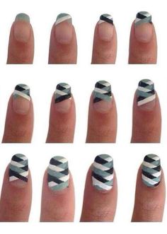 Three nail color cross hatched tutorial Braided Nails, Halloween Nail Art Tutorial, Nail Art Halloween, Unghie Nail Art, Nails Tutorial, Different Nail Designs, Trendy Nail Design, Halloween Nail Art