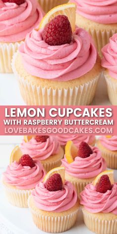 lemon cupcakes with raspberry buttercream frosting