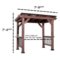 a wooden gazebo with measurements for the width