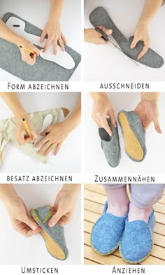 Diy Slippers, Felt Shoes, Shoe Making, Beginner Sewing Projects Easy, Felted Slippers, Wool Slippers, Slippers Pattern, Shoe Pattern, How To Make Shoes