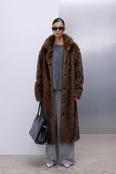 Long Faux Fur Coat Brown Long Fur Coat With Faux Fur Trim For Fall, Long Fur Coat With Faux Fur Lining For Fall, Fall Long Coat With Faux Fur Lining, Fall Long Fur Coat With Faux Fur Trim, Faux Fur Lined Long Coat For Fall, Fall Long Faux Fur Coat, Oversized Fur Coat With Faux Fur Lining For Fall, Mink Color Long Coat With Faux Fur Lining, Mink Color Long Fur Coat With Faux Fur Lining