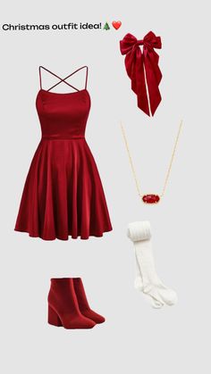 Christmas Dresses Preppy, Red Dress Outfit Winter Christmas, Holiday Outfits Christmas Aesthetic, Candy Cane Outfit Ideas, Teen Girls Christmas Outfits, Christmas Dress Teenage Girl, December Clothes Outfits, Preppy Christmas Dress