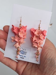 Cluster Flower Earrings Pink Polymer Clay Pink Flower Polymer Clay Earrings, Cheap Pink Clay Jewelry, Handmade Blush Earrings As A Gift, Polymer Clay Floral Earrings, Cruise Earrings, Polyclay Earrings, Polymer Clay Flower Earrings, Floral Clay Earrings, Clay Flower Earrings