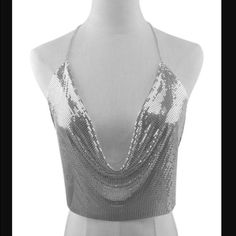 This Item Would Be In Stock Soon But Please Like If Interested. I Would @ You When Available. Bogo And Bundle Deals Would Be Available Sequin Bra, Chain Bra, Sequin Decor, Shirt Refashion, Bralette Crop Top, Chain Silver, Girl Online, Women Maxi, Body Chain Jewelry