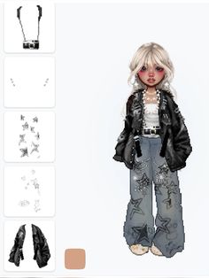 an image of a doll with clothes and accessories on it's website page,