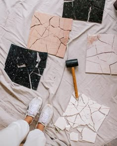 A Pair & A Spare | Before & After: Smashed Marble Terrazzo Table! Mosaic Art Diy, Saw Wood, Tile Projects, Drop Cloth, Got To Be