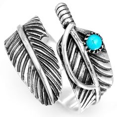 Material: Genuine Sterling Silver 92.5 Ring size: Choose your size, adjustable Ring face Length: 20mm Condition: Brand new Bohemian Style Rings, Magic Jewelry, Rings Turquoise, Moonstone Ring Sterling Silver, Rings Bands, Feather Ring, Feather Jewelry, Vintage Turquoise, Open Ring