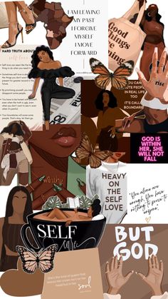 a collage of different images with the words self love