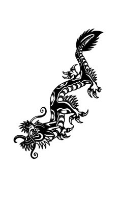 a black and white drawing of a dragon