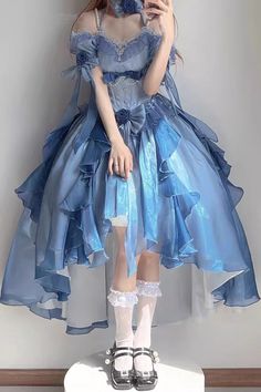 Fabric: Polyester Style types: Sweet Lolita Season: Spring, Summer, Autumn, Winter Big train: 130 cm (approximately 51.2 inches) Small train: 75 cm (approximately 29.5 inches) Include: Dress*1 (Any of the accessory is not included.) Size (IN) Bust Waist Length S 33.07-34.65 25.98-26.77 53.15 M 34.65-36.22 27.56-28.35 53.15 L 36.22-37.80 29.13-29.92 53.15 XL 37.80-39.37 30.71-35.43 53.15 Size (CM) Bust Waist Length S 84-88 66-68 135 M 88-92 70-72 135 L 92-96 74-76 135 XL 96-100 78-90 135 French Blue Dress, College Dress, Mermaid Bride, Fish Dress, Dream Fashion, Blue Dress Women, Elegant Girl, Fairy Dress, Lolita Dress