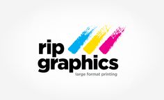 the logo for rip graphics, a large format printing company that has been designed to be used