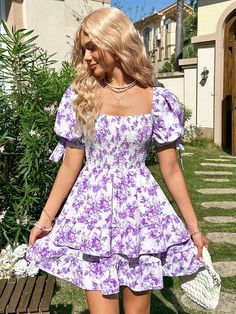 Square Neckline Dress, Short Sleeve Summer Dresses, Cute Dress Outfits, Neckline Dress, Summer Dress Outfits, Cute Summer Dresses, Dress For Short Women, Dresses For Teens