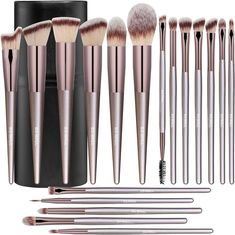 Amazon.com: BS-MALL Makeup Brush Set 18 Pcs Premium Synthetic Foundation Powder Concealers Eye shadows Blush Makeup Brushes with black case (A-Champagne) : Beauty & Personal Care Best Makeup Brushes, Makeup Brush Kit, Makeup Brush Set Professional, Elf Cosmetics, Lip Swatches, Professional Makeup Brushes, Foundation Powder, Eye Concealer, Color Champagne