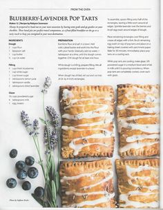 blueberry - lavender pop tarts with white glaze and fresh blueberries on the side