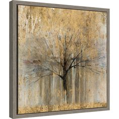 an abstract painting with trees and birds in the fog on a white background framed canvas wall art print