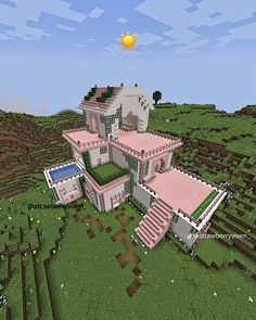 Multicraft Building Ideas, Girly Minecraft Houses, Cherry Blossom House, Minecraft Create, Blossom House, Minecraft Mansion, Minecraft House Plans